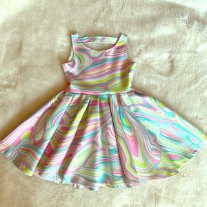 Kate Mack scuba skater dress multi color swirl